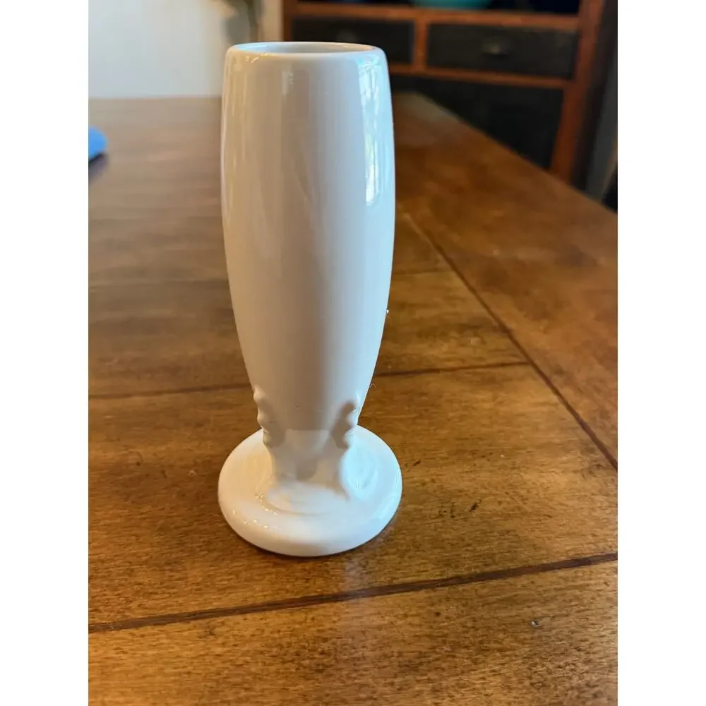 Vintage Fiesta White bud vase -ceramic flower vase HLC Fiestaware USA